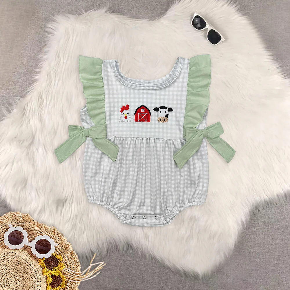 Embroidery farm chick cow house RTS Sibling Clothes