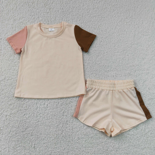 BSSO2012 Khaki Short Sleeve Shorts Boys Set