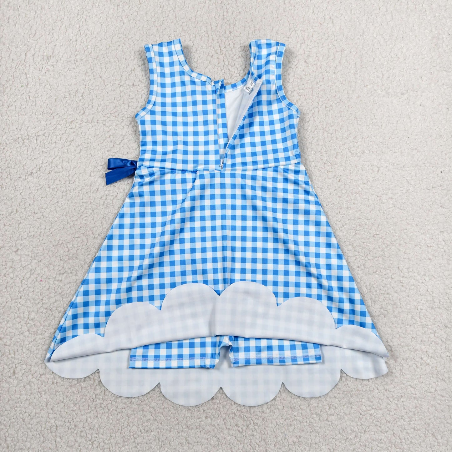 GSD3778 Yoga Blue Checkered Sleeveless Skorts Girls Dress
