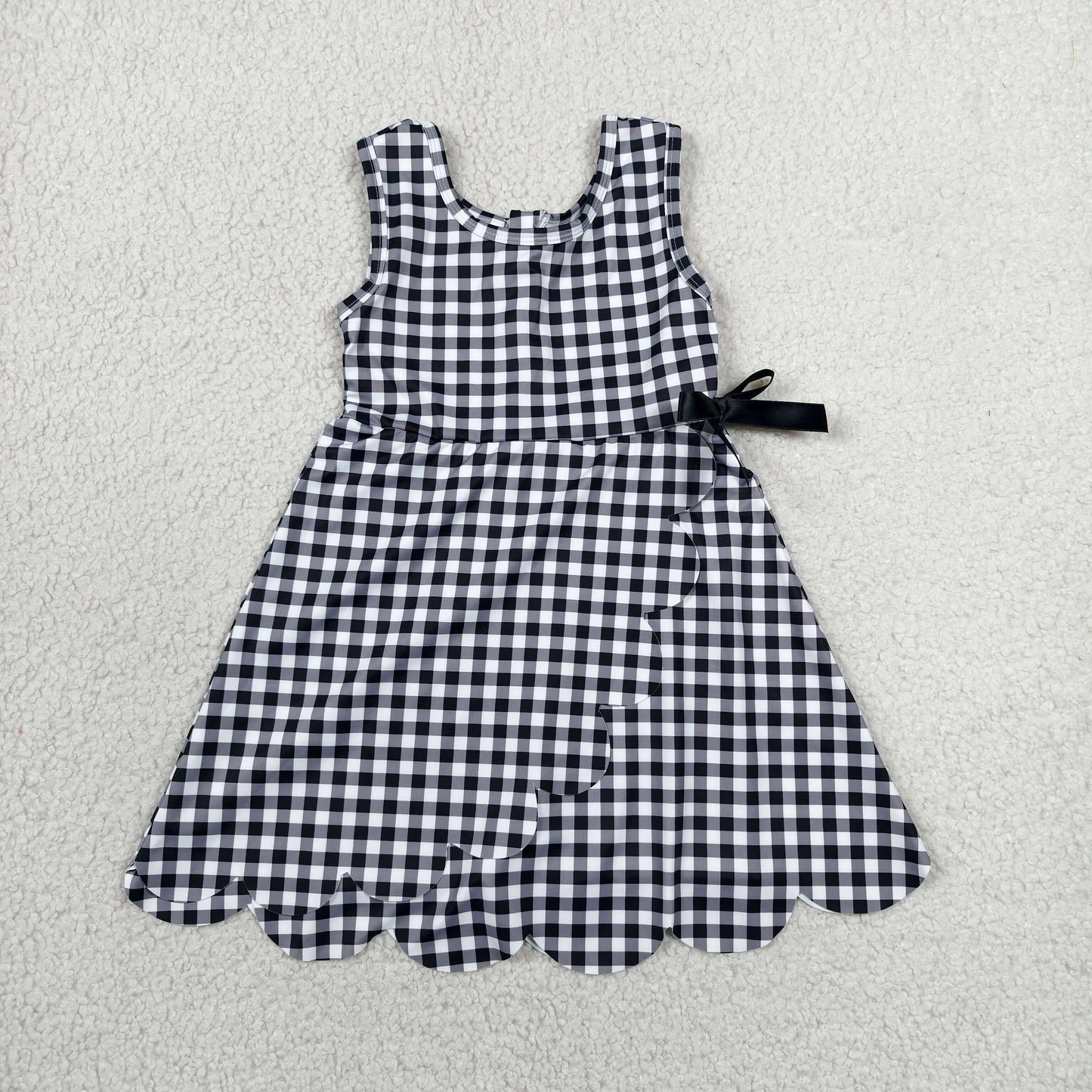 GSD3777 Yoga Black Checkered Sleeveless Skorts Girls Dress