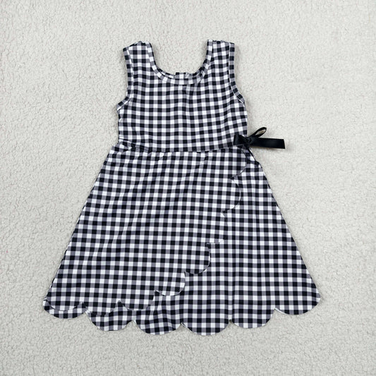 GSD3777 Yoga Black Checkered Sleeveless Skorts Girls Dress