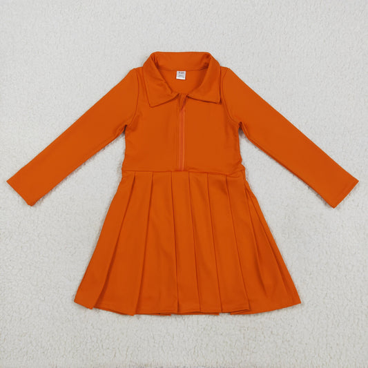 GLD1149 yoga orange zipper long sleeve girls dress