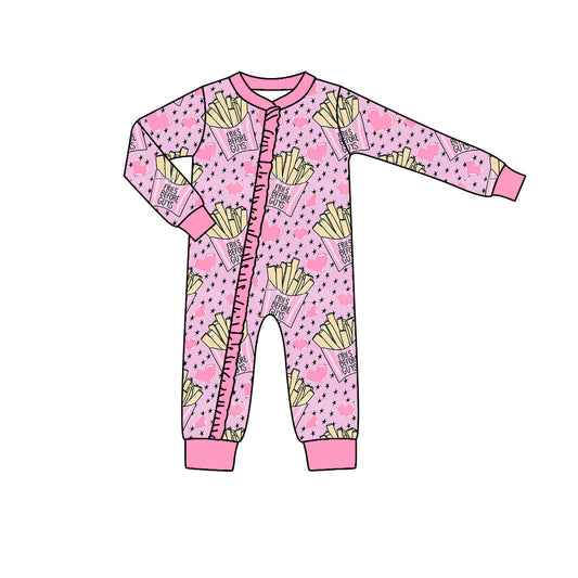 preorder LR0704 Fries pink long sleeve girls romper