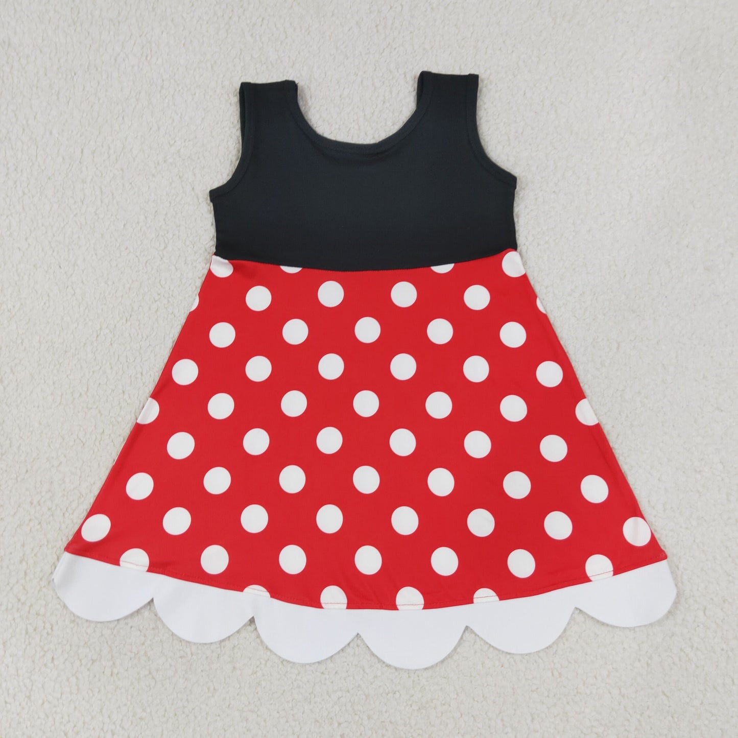 GSD2037 cartoon princess black red dot sleevless girls dress