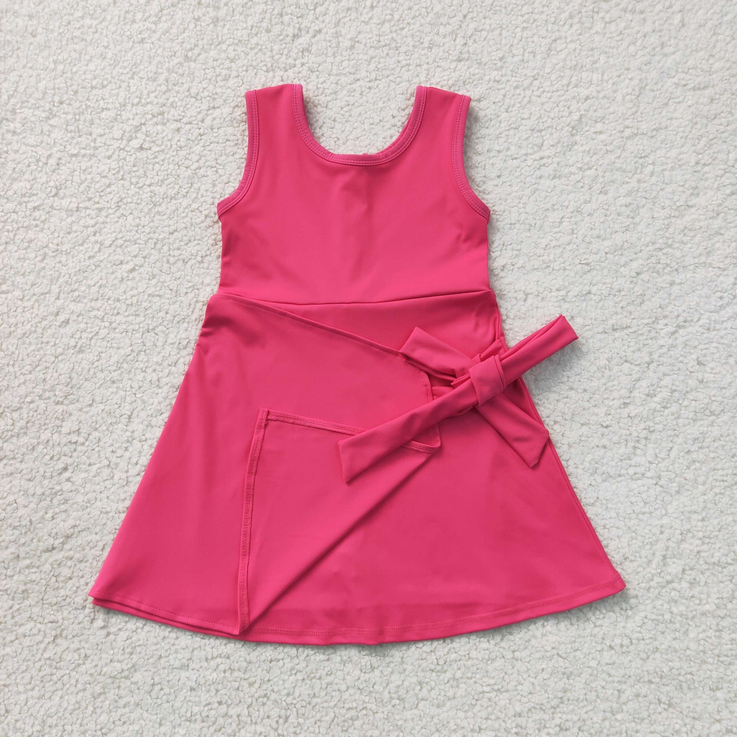 GSD3878 Yoga Solid Color Hot Pink Sleeveless Skorts Girls Dress