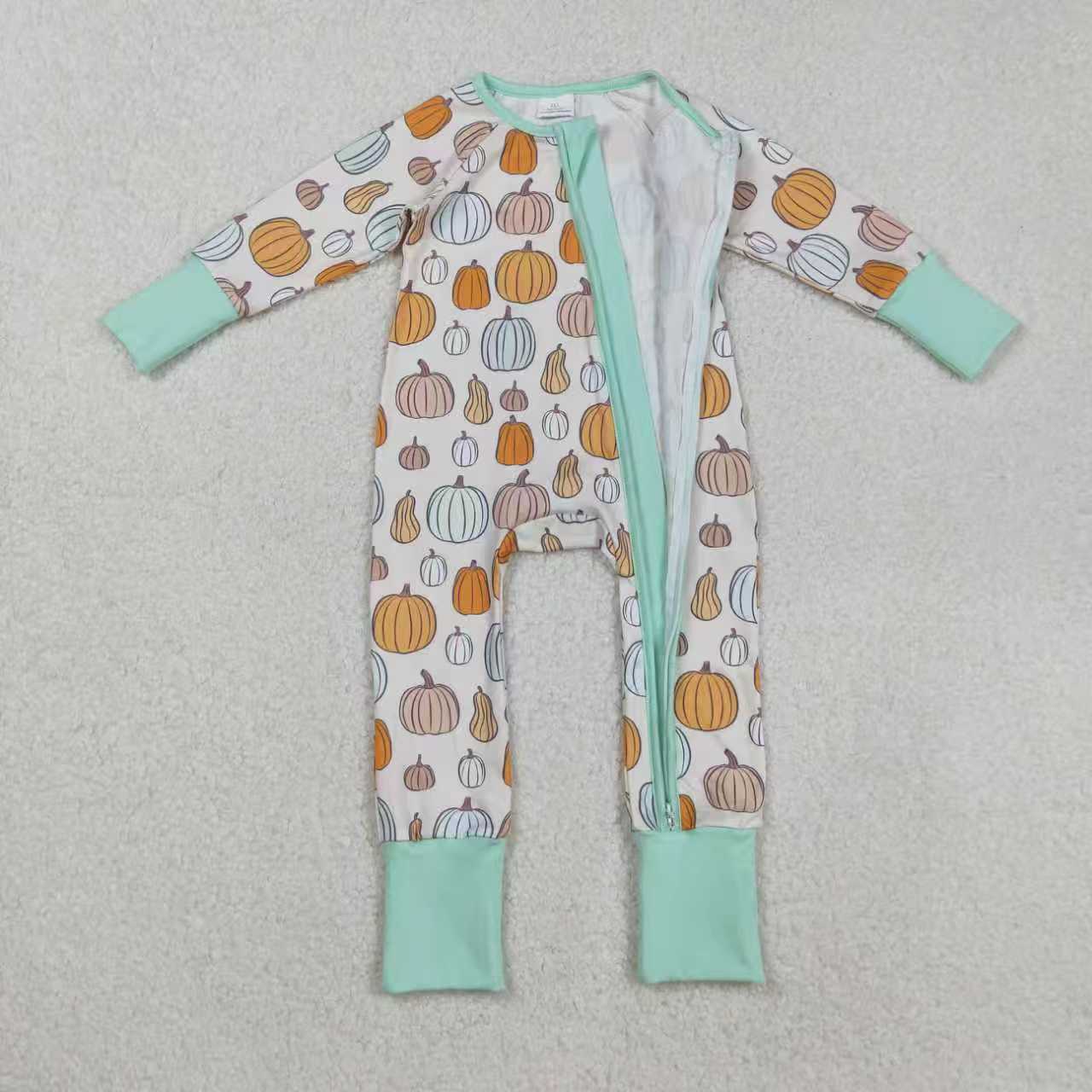colorful pumpkin romper/pajamas RTS Sibling Clothes