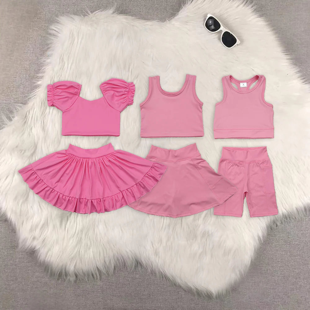 yoga soild color skirt with shorts girls set RTS Sibling Clothes