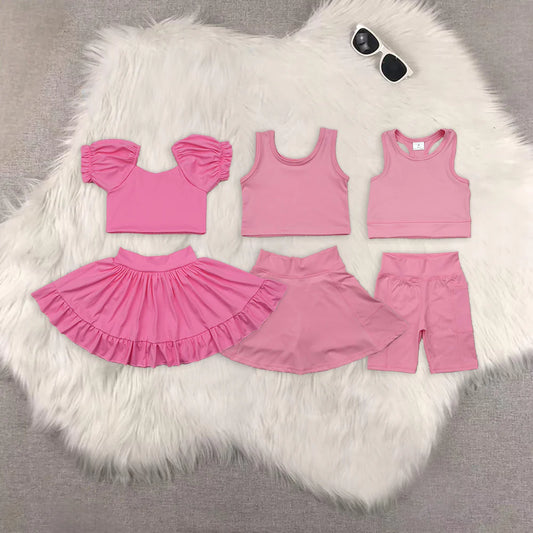 yoga soild color skirt with shorts girls set RTS Sibling Clothes