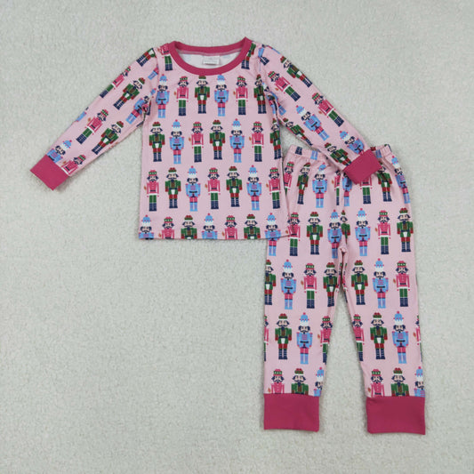 GLP2747 Christmas Soldier pink long sleeve pants girls pajamas