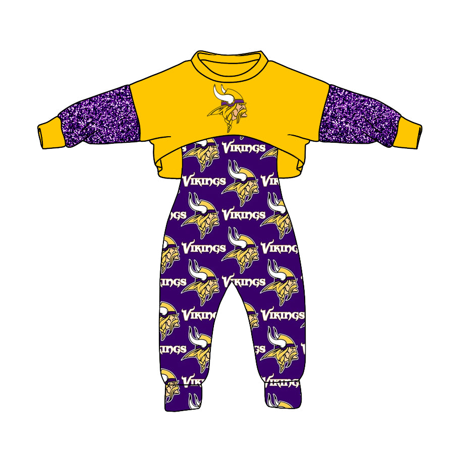 custom S 9.13  Yellow purple long sleeve jumpsuit set