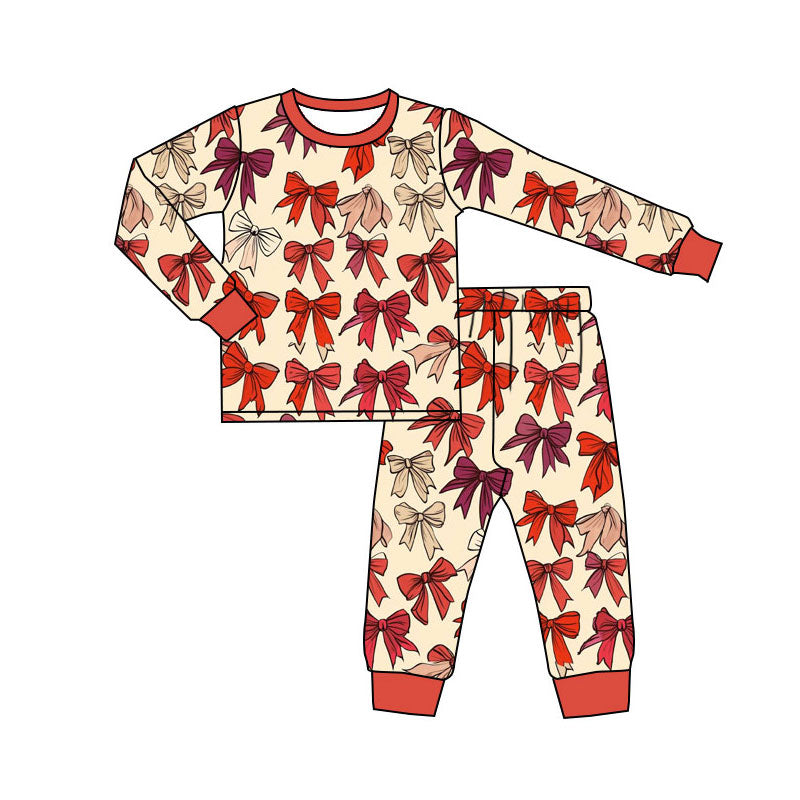 custom moq 5 Valentine's Day heart red long sleeve girls girls pajamas