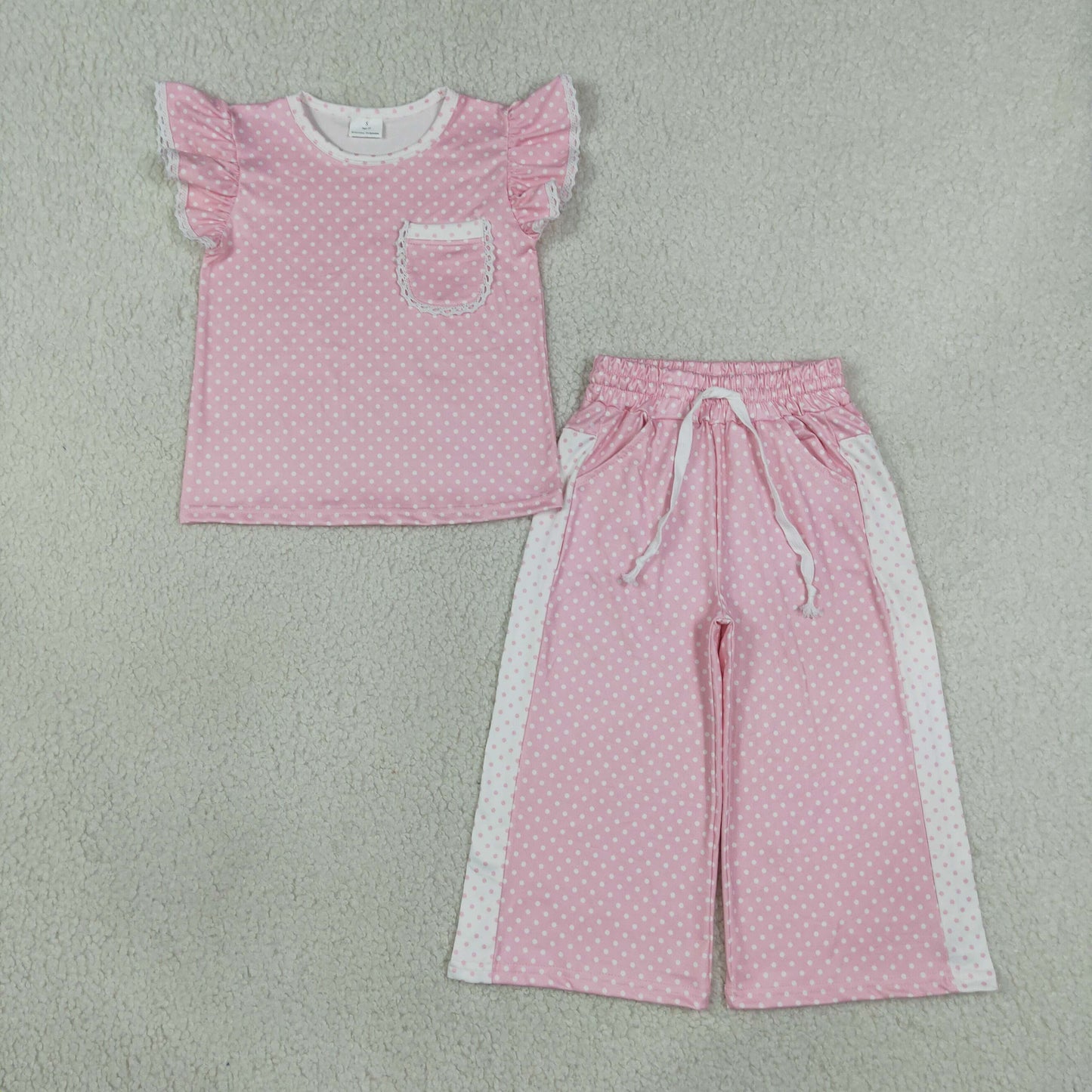 GSPO2330 Pink Flutter Sleeve Pants Girls Set