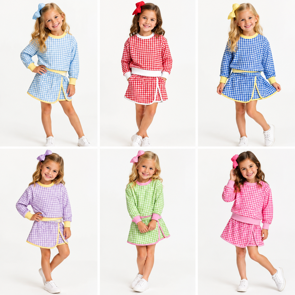 preorder Yoga Checkered Skorts Girls Set Sibling Clothes