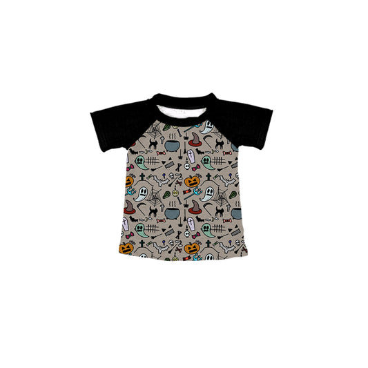 custom Halloween Pumpkin Grey Boys Top T-shirt