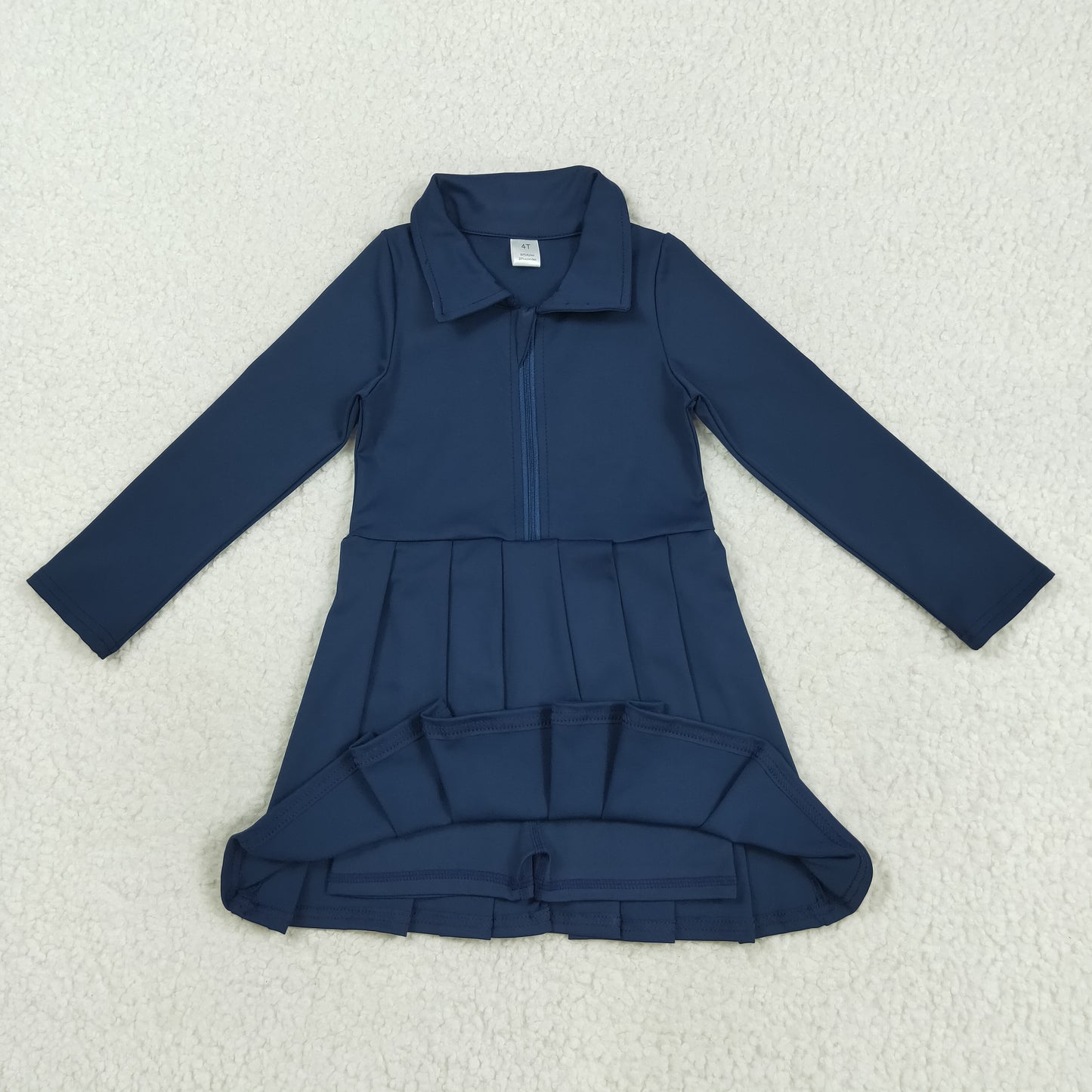 GLD1151 yoga navy blue zipper long sleeve girls dress