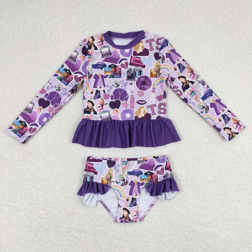 2pcs long sleeve girls swimsuits RTS sibling clothes