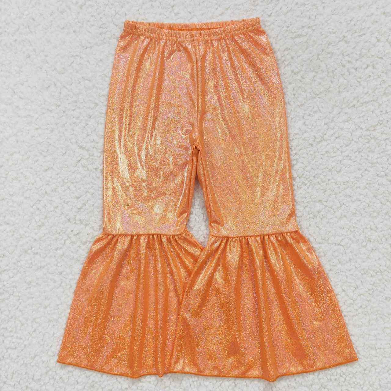 P0188 Orange Metallic Glitter Lurex Shimmer Silk Disco Pants