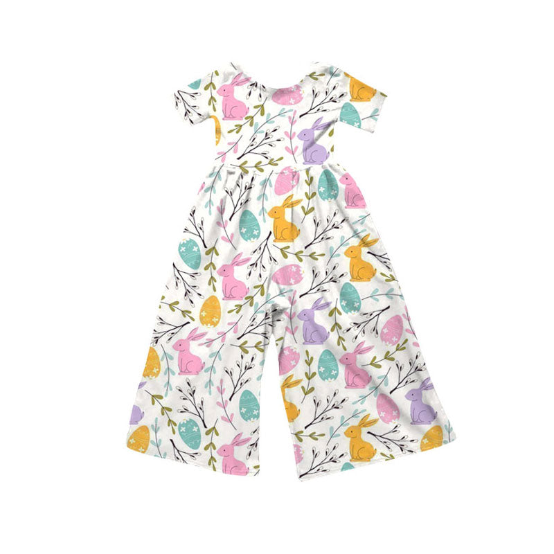 custom moq 5 Easter bunny rabbit egg short sleeve girls jumpsuits