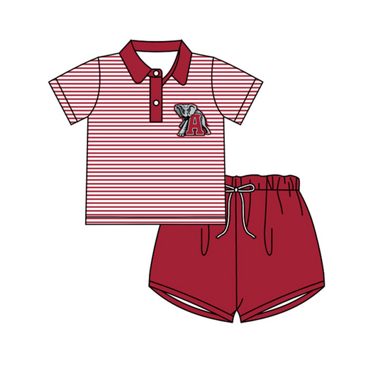 custom S 8.1 Team A red striped short sleeve shorts kids set please order before 14th August
