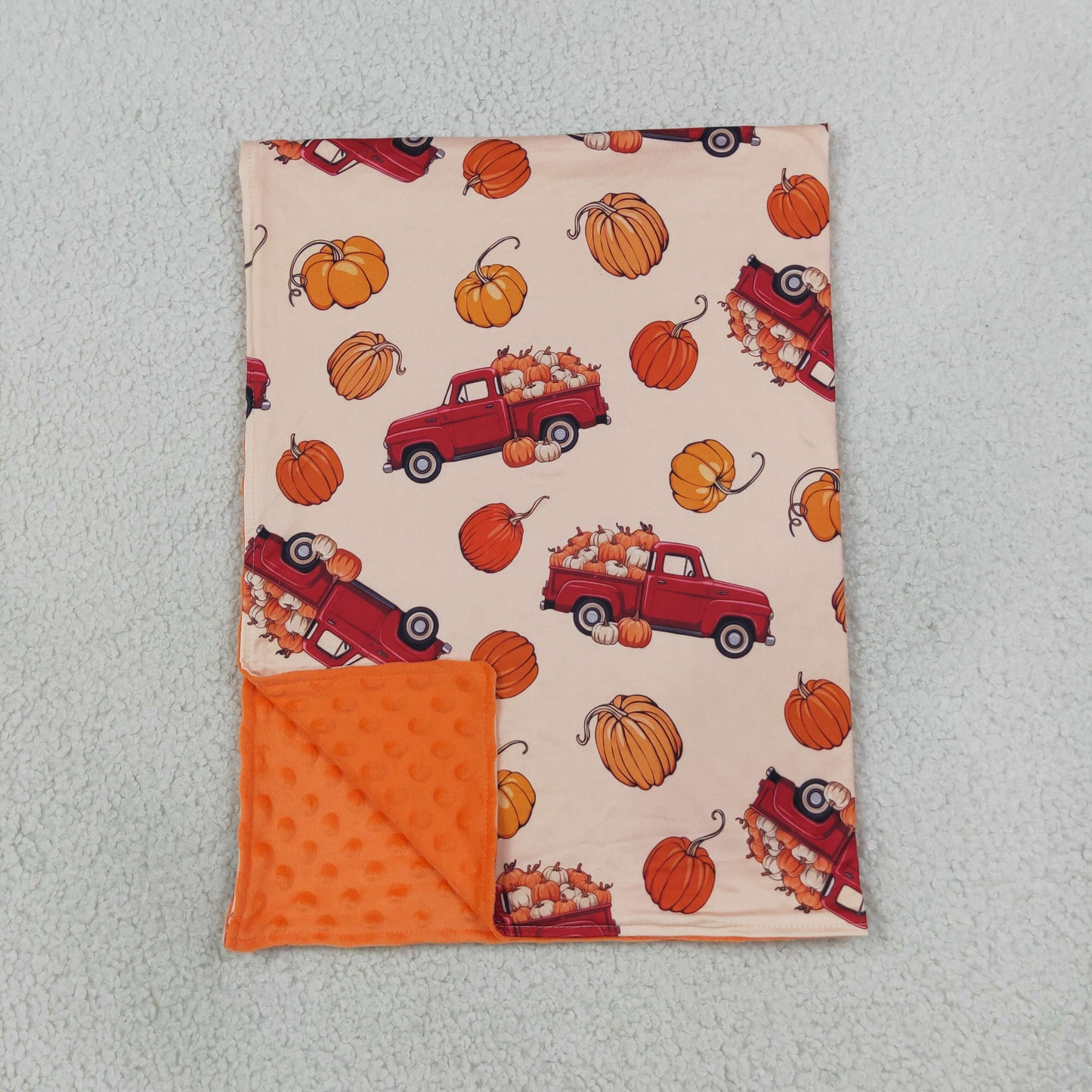 BL0289 Pumpkin Truck Orange Baby Blanket