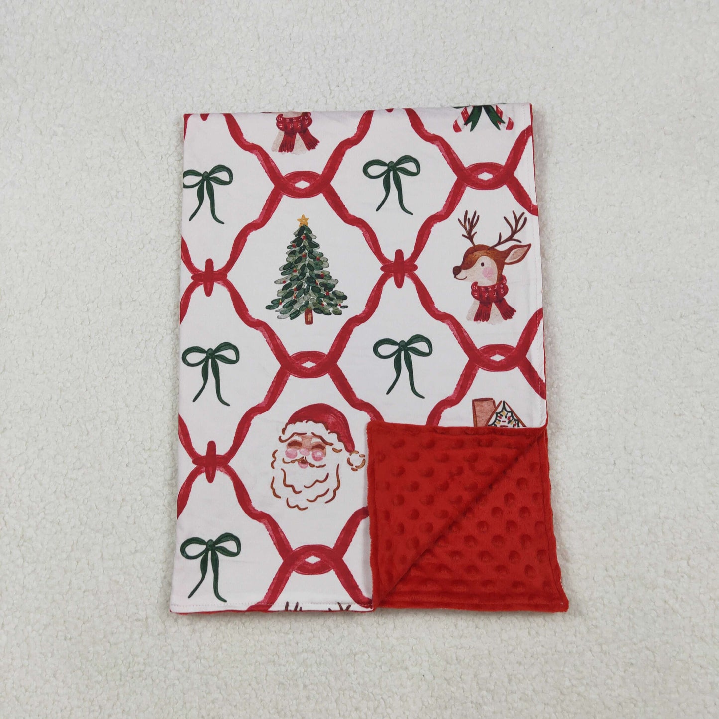 BL0219 Christmas Santa bows deer baby blanket