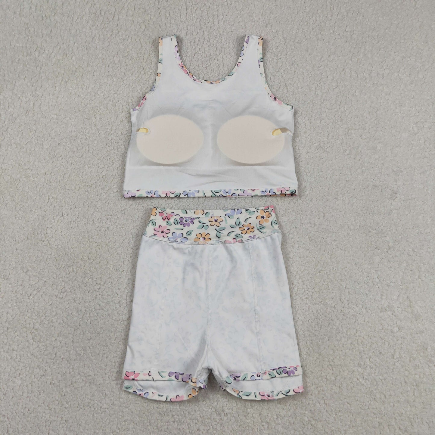 GSD3838 Yoga Flowers Floral Sleeveless Skorts Girls Set