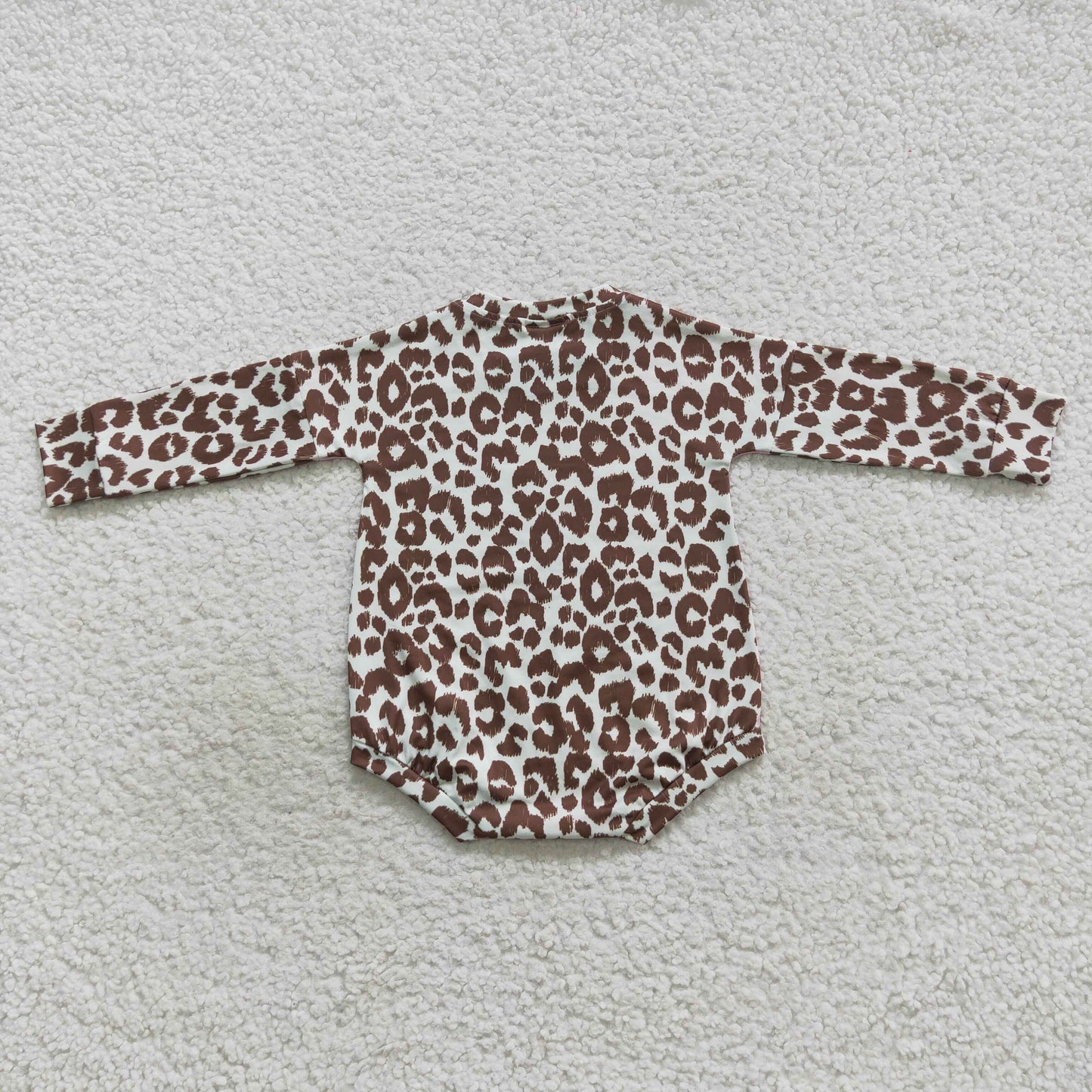LR0575 BA brown leopard pink long sleeve kids romper