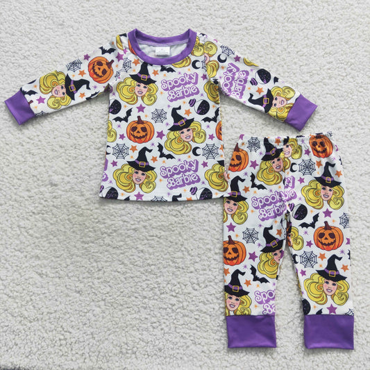 GLP0661 Halloween BA purple long sleeve pants girls pajamas