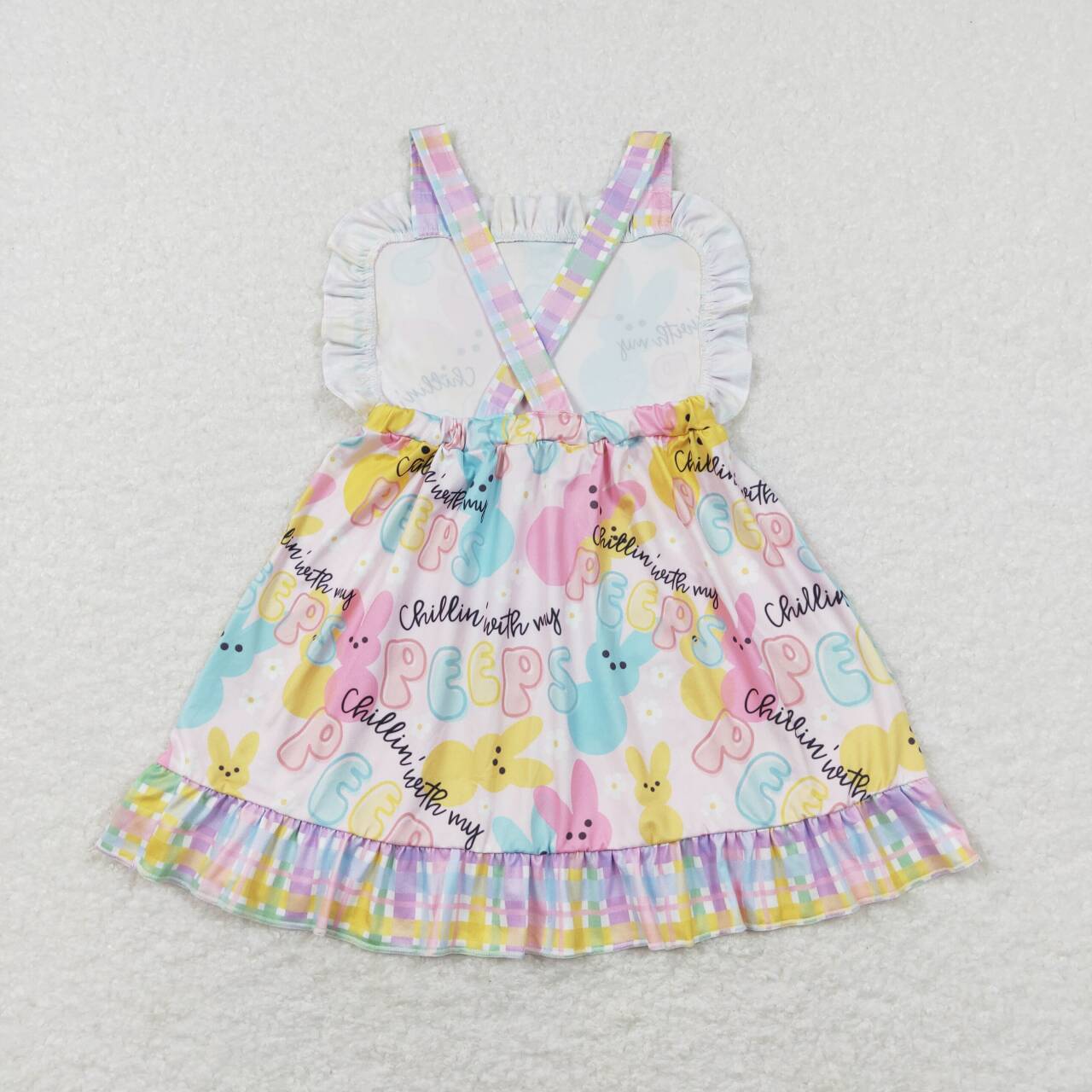 GSD0551 Easter colorful rabbit peep sleeveless girls dress