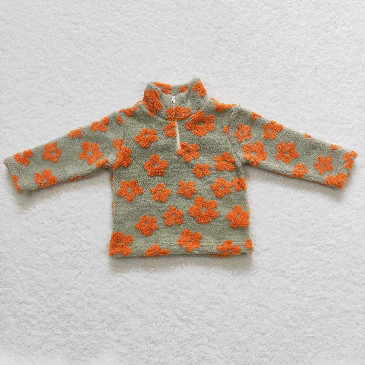 GT0264 Orange flowers long sleeve kids pullover
