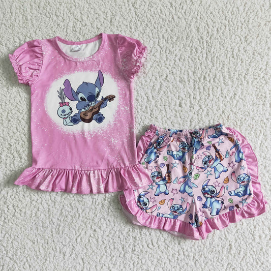 GSSO0015 Pink Cartoon Baby Girls Summer Outfits