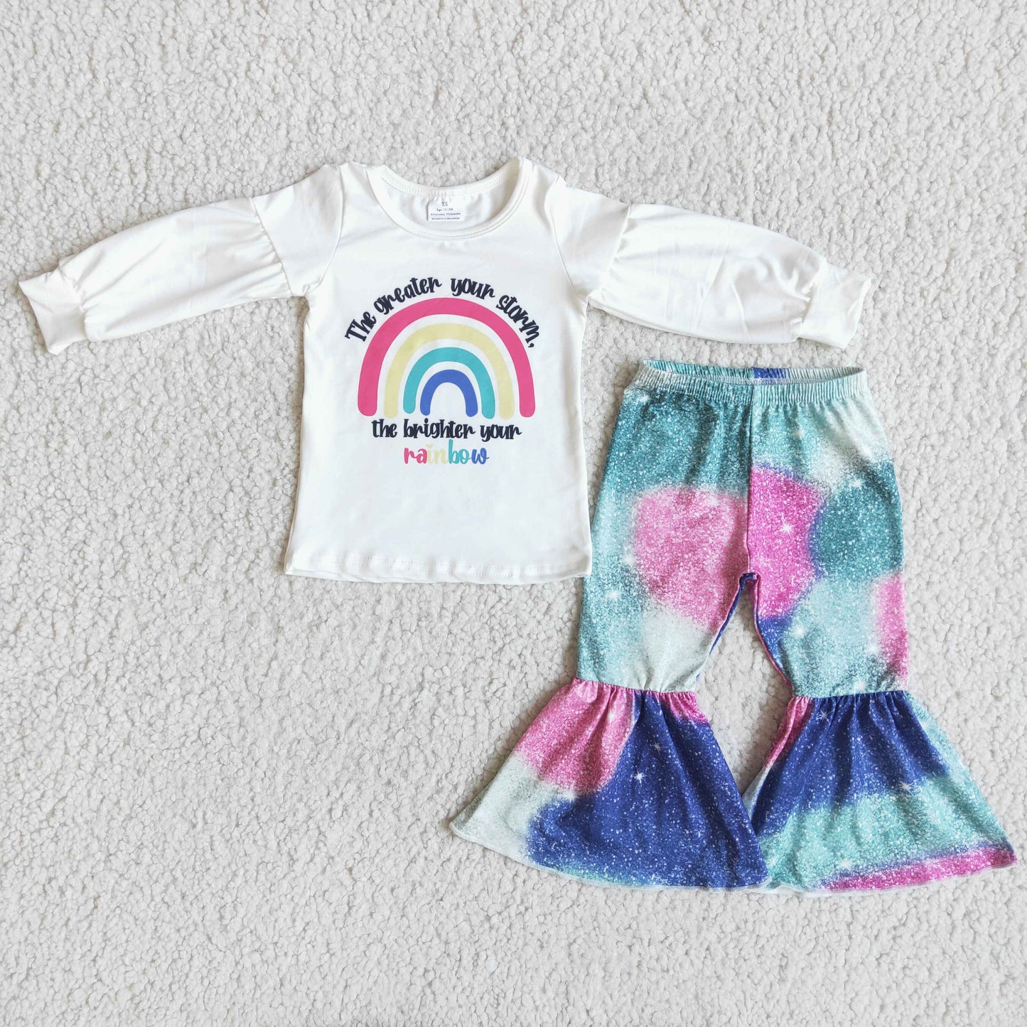 6 A5-15 Rainbow Long Sleeve Tie Dye Pants Kids Clothes