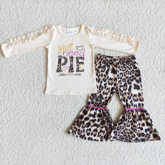 6 A23-20 Y'all Need Pie Girls Leopard Print Girls Outfits