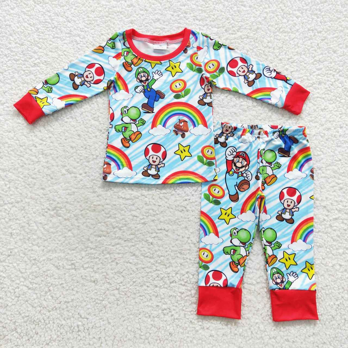 BLP0275 Cartoon rainbow long sleeve pants boys pajamas