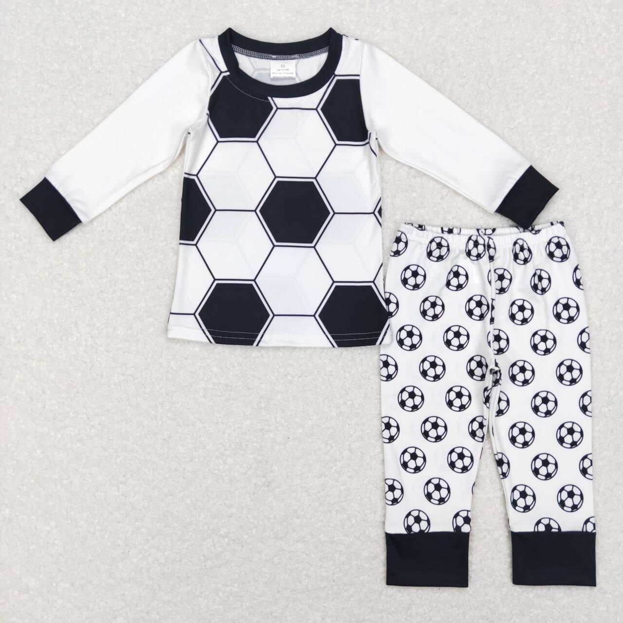 BLP0427 Soccer white & black long sleeve pants boys pajamas