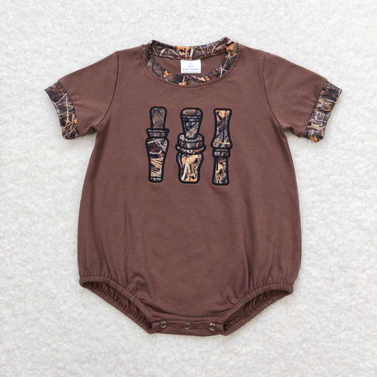 USA SHOP SR1402 embroidery duck call branch short sleeve boys romper