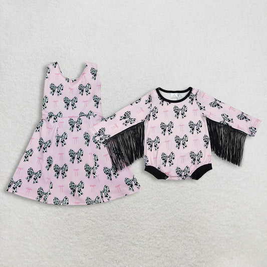 Yoga Bows Pink Skorts Dress/Tassels Romper RTS sibling clothes