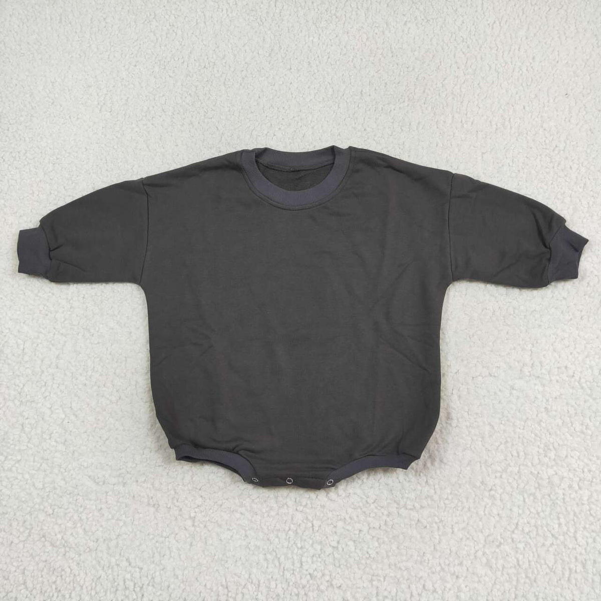 LR1227 fleece dark grey long sleeve baby romper
