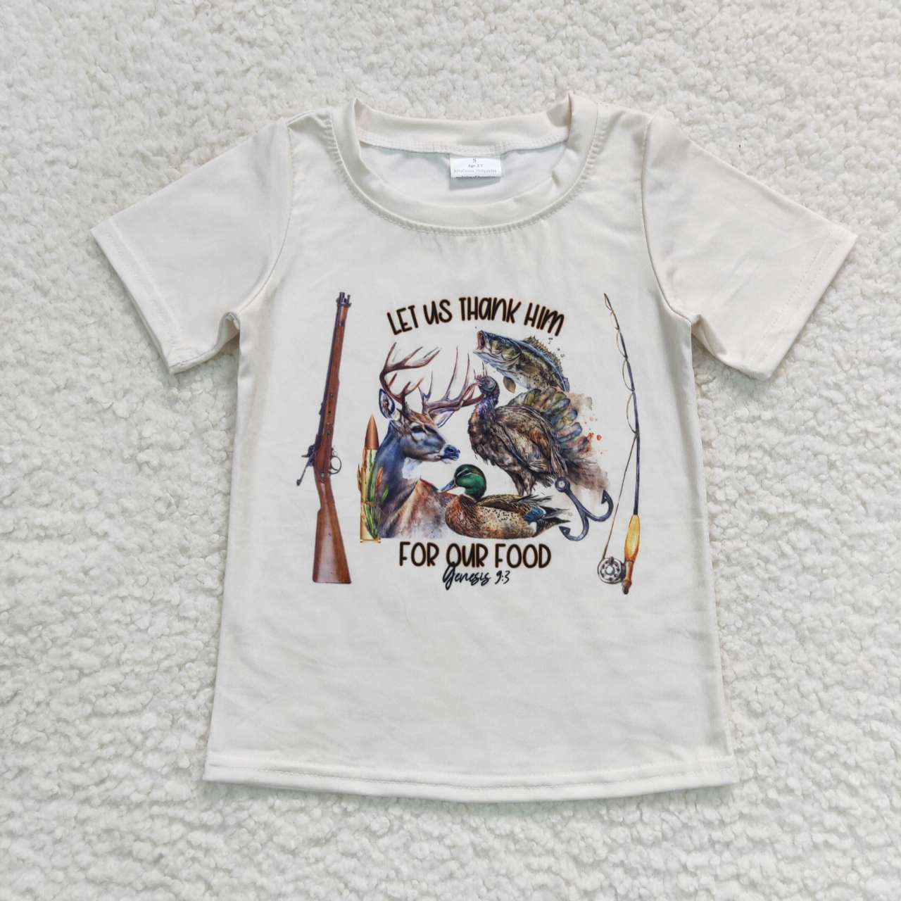 BT0340 Let us thank him fishing short sleeve boys top