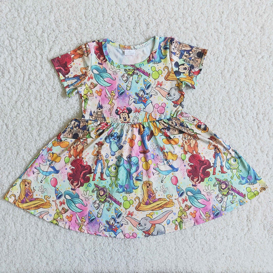 Summer Adorable Baby Girls Cartoon Princess Twirl Dress