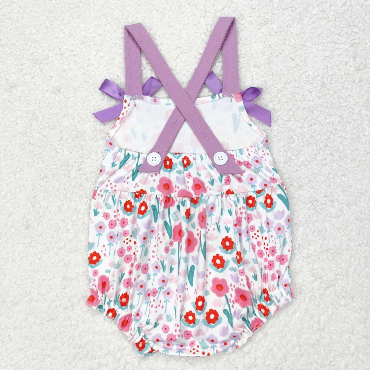 SR1417 multi colorful flowers purple sleeveless girls romper