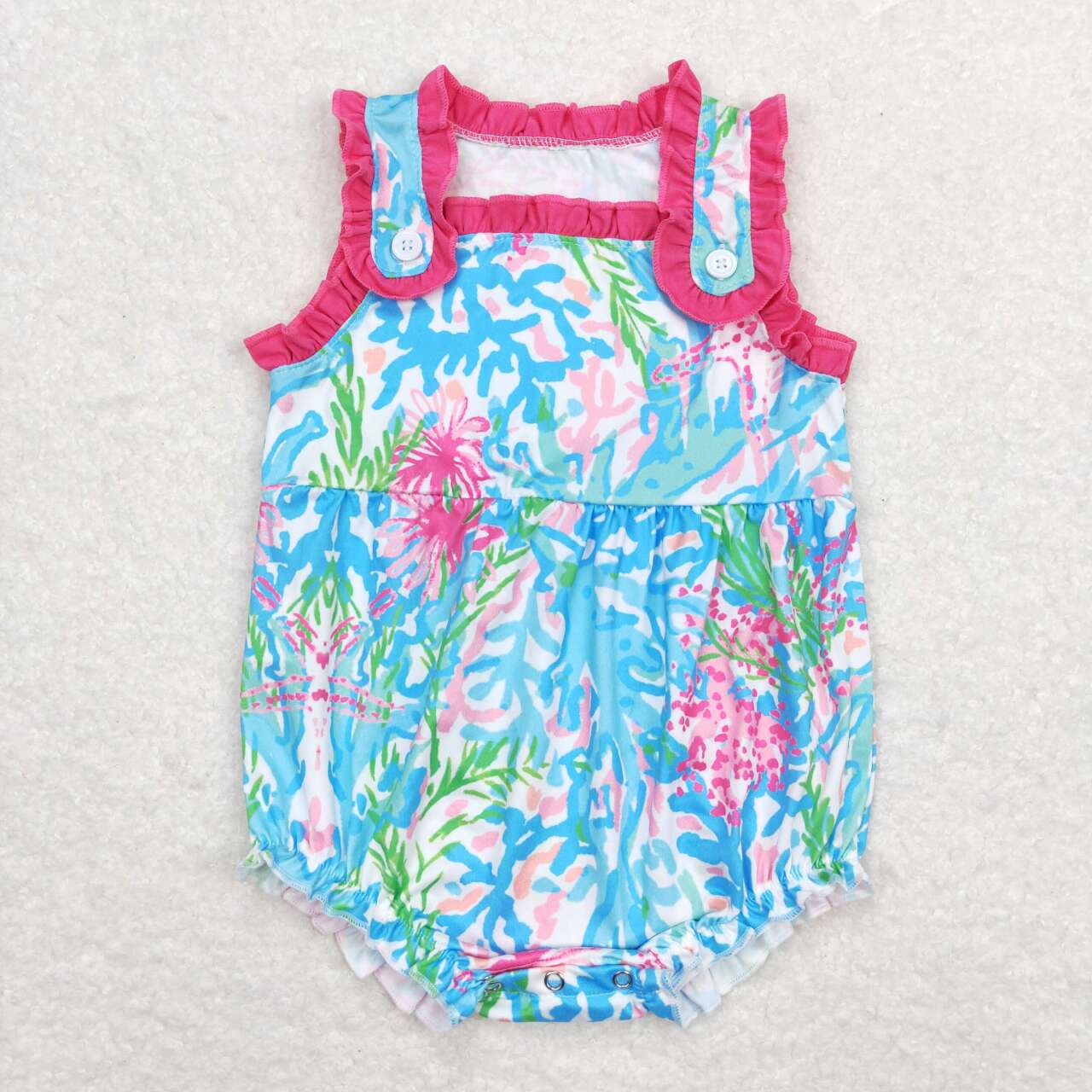 SR1292 colorful flowers sleeveless girls romper