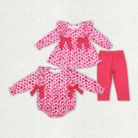 Valentine's Day Hot Pink Heart Bows RTS sibling clothes