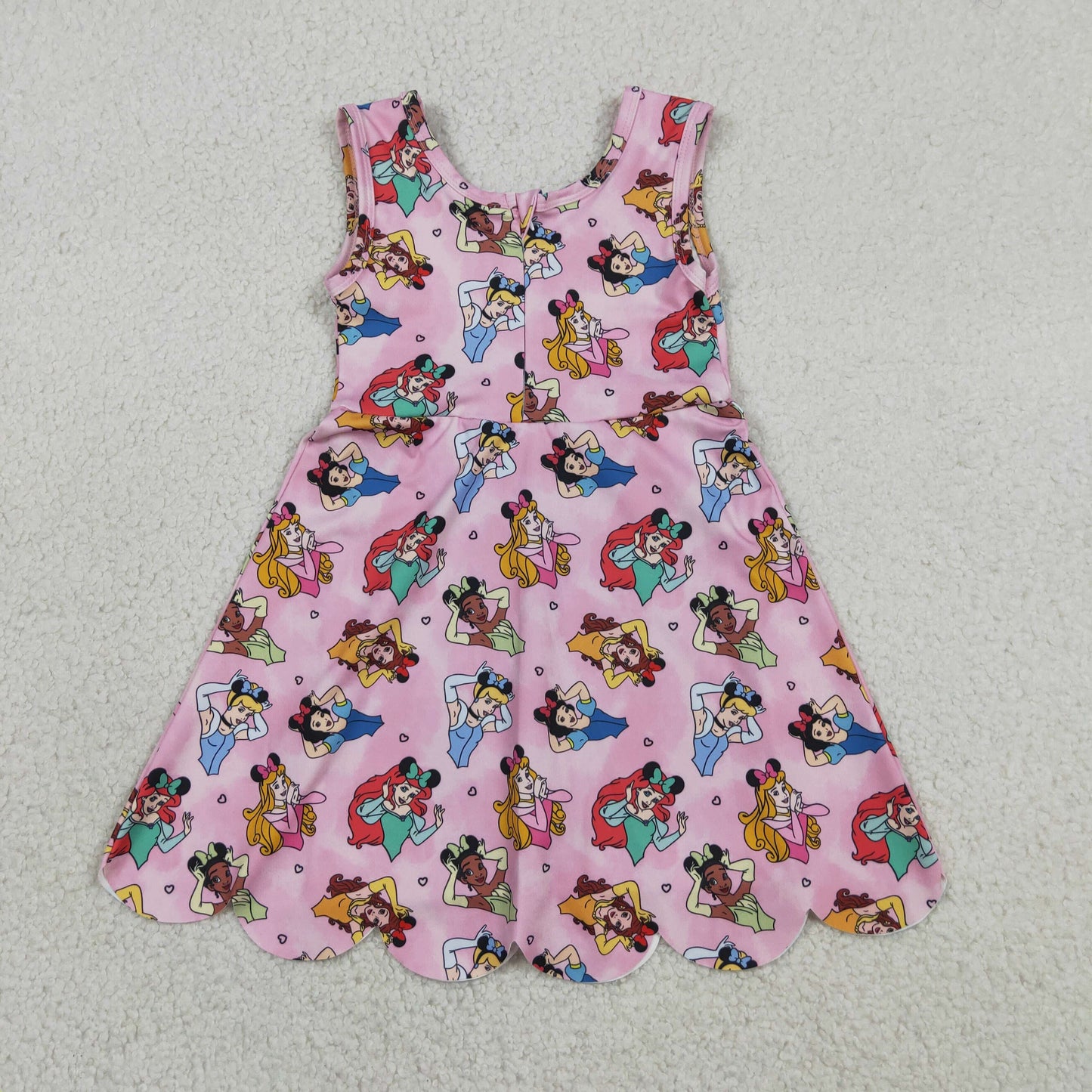 GSD2491 yoga cartoon princess pink sleeveless with shorts girls dress