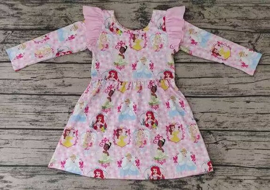 custom S 8.16 Princess pink long sleeve girls dress