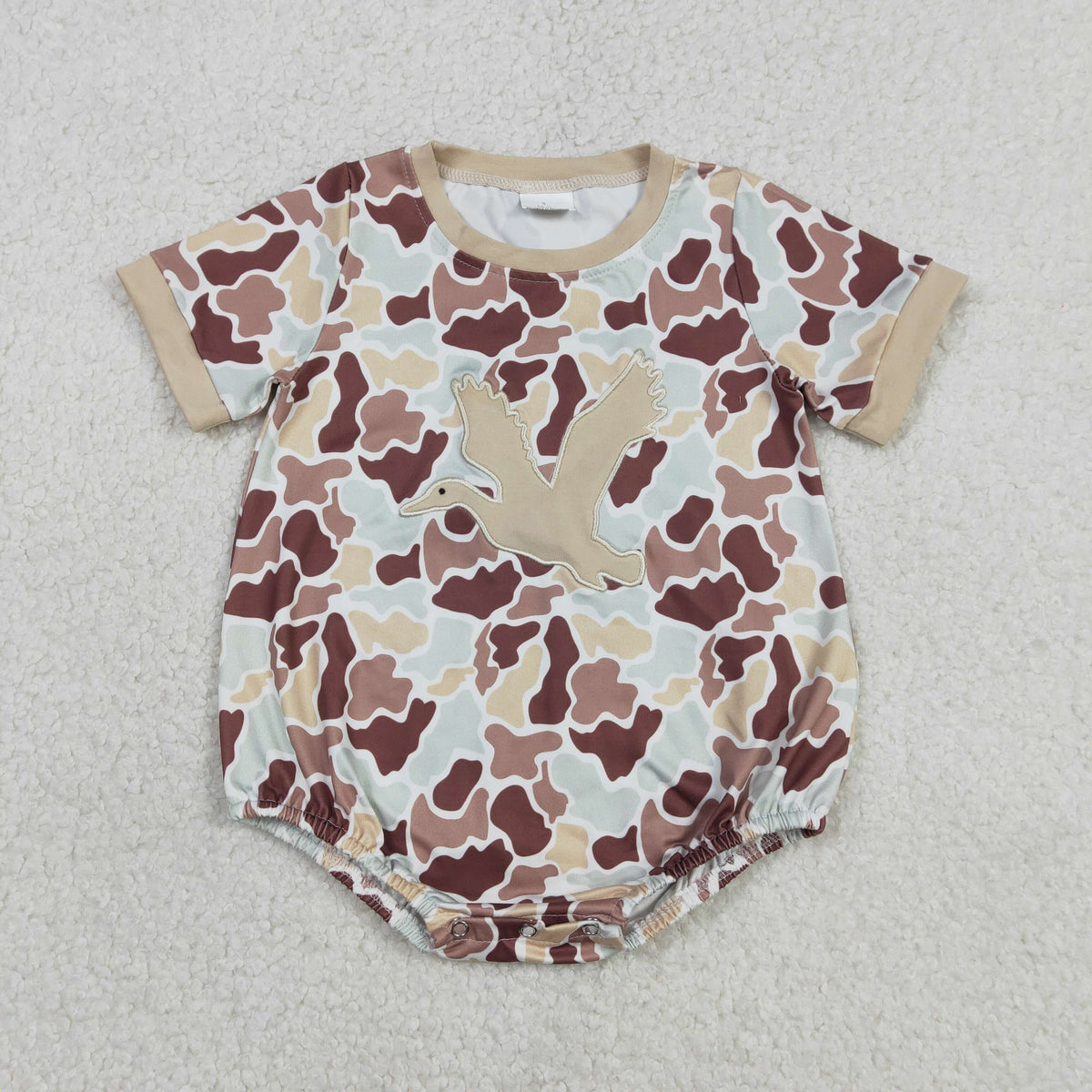 Embroidery SR3572 Hunting Mallard Duck Camo Short Sleeve Boys Romper