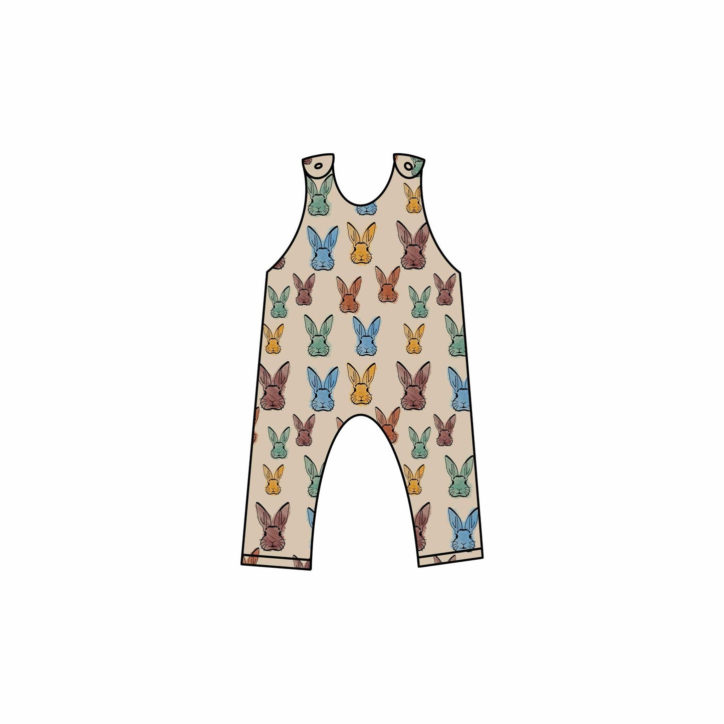 Custom Easter Bunny Rabbit Khaki Boys Romper