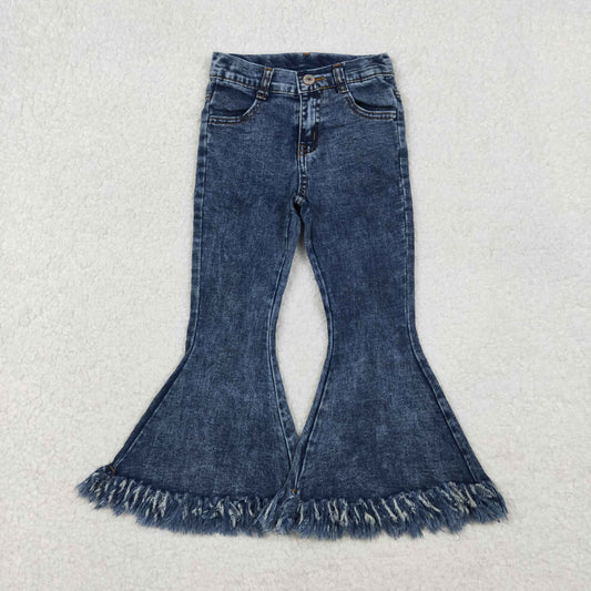 P0132 blue tassels girls denim pants