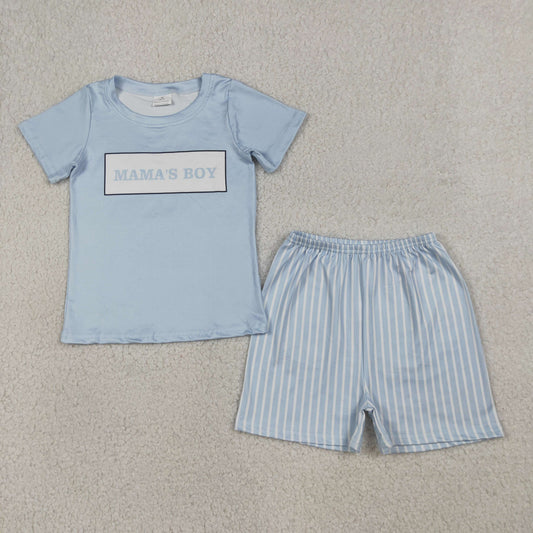 BSSO1876 Mama's Boy Blue Short Sleeve Shorts Boys Set