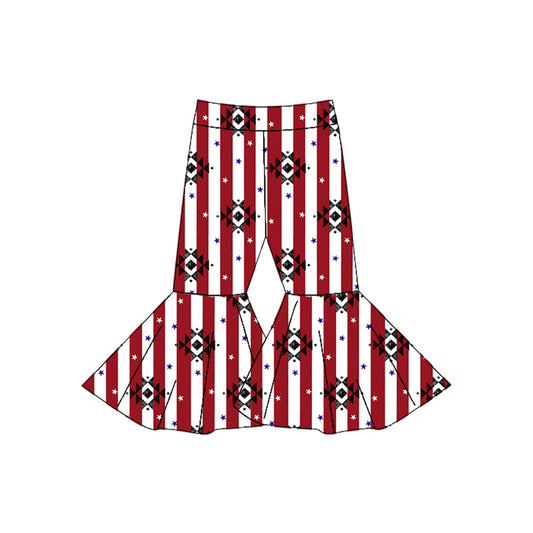 preorder P0400 Western Aztec Red Striped Milk Silk Girls Pants